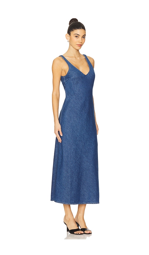 Denim V Slip Dress in Blue. - size S (also in M, XS)