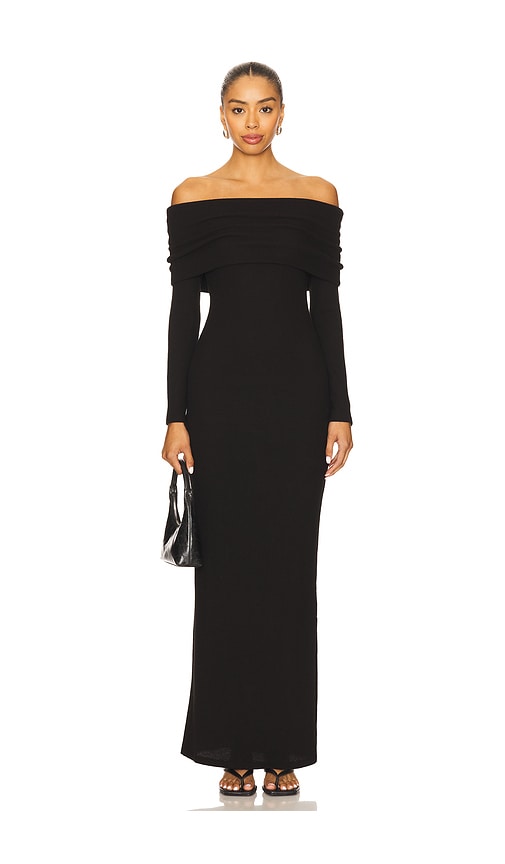 Lna Rory Fold Over Dress In Black