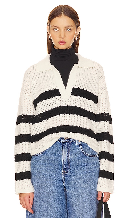 Shop Lna Ari Stripe Sweater In Ivory