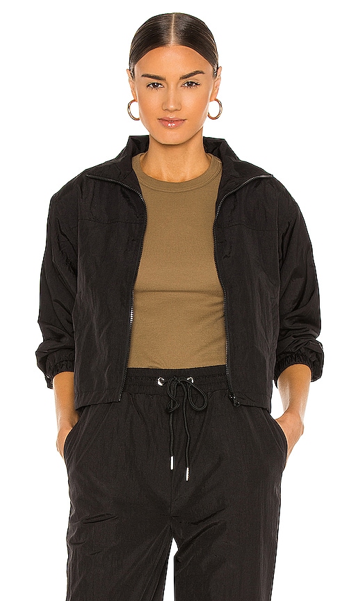 LNA Nylon Tracksuit Top in Black