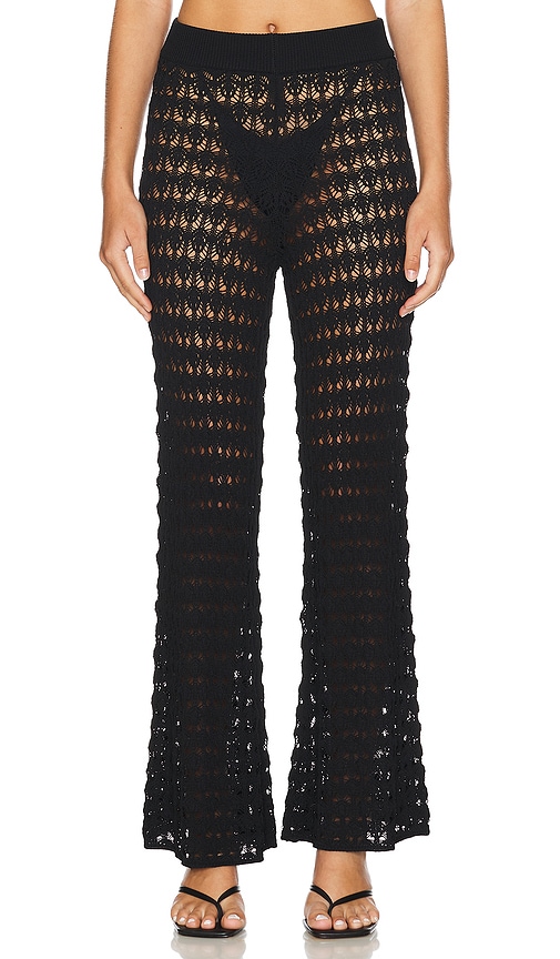 Shop Lna Bianca Crochet Pant In Black