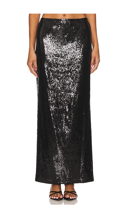 LNA Elettra Sequin Column Skirt in Black Cover