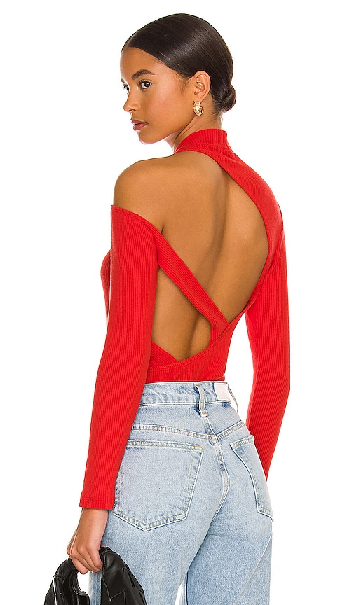 LNA Autolux Sweater Rib Bodysuit in Red