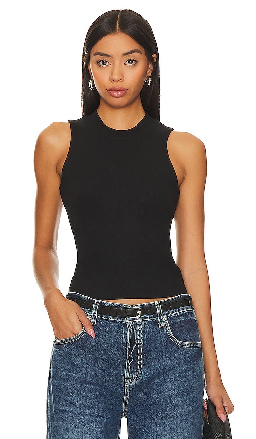 Lna Brushed Rib Double Layer Tank In Black