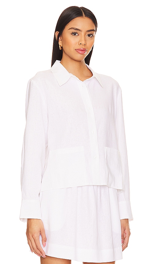 Shop Lna Rai Linen Button Up In White