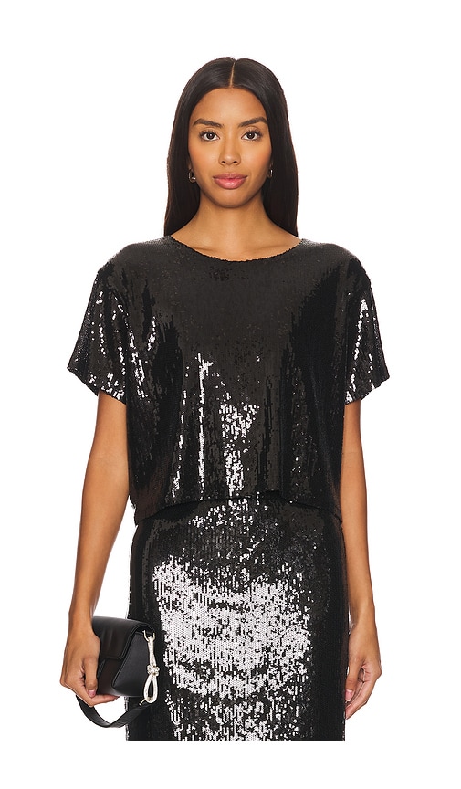 LNA Zosia Sequin T Shirt in Black Cover