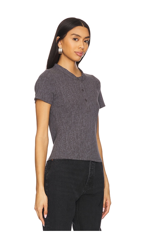 Xander Rib Henley Tee in Grey. - size XL (also in M, S, XS)