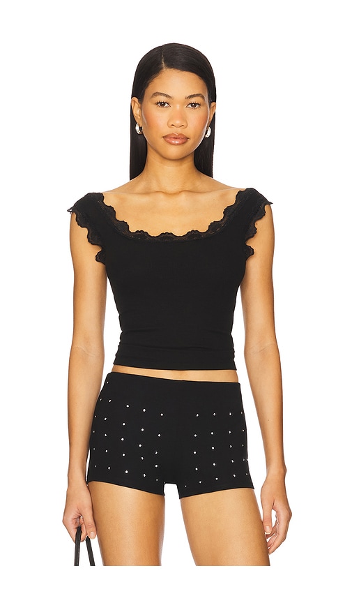Cassidy Lace Ribbed Tank in Black. - size S (also in L, M, XS)