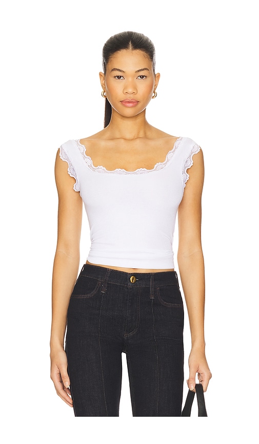 Cassidy Lace Ribbed Tank in White. - size S (also in L, M)
