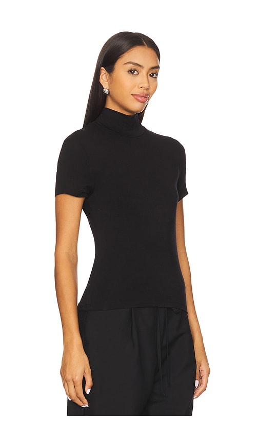 Lna Demi Fitted Mock Neck Top In Black