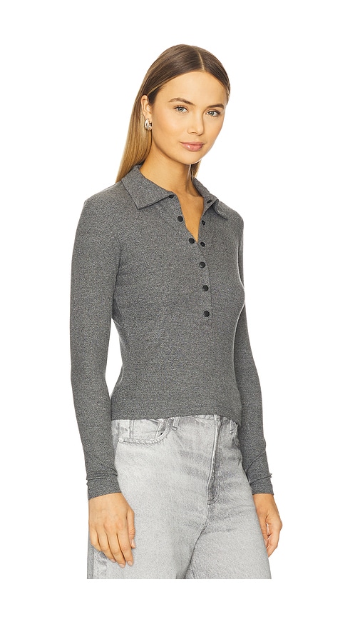 Lna Kylee Snap Long Sleeve Top In Gray