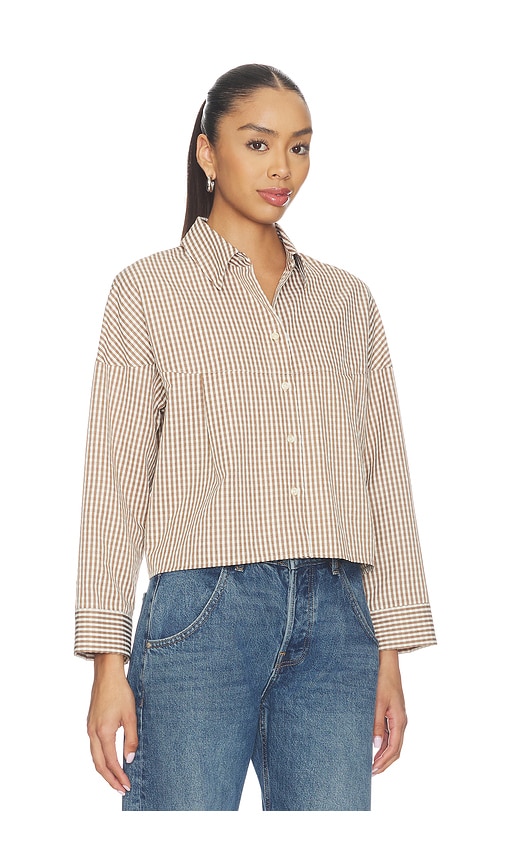  Lna Kayleigh Check Blouse In Brown. Size S. Also In Xs, M, L. 