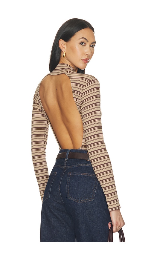 Air Bodysuit by LNA in Chocolate Stripe