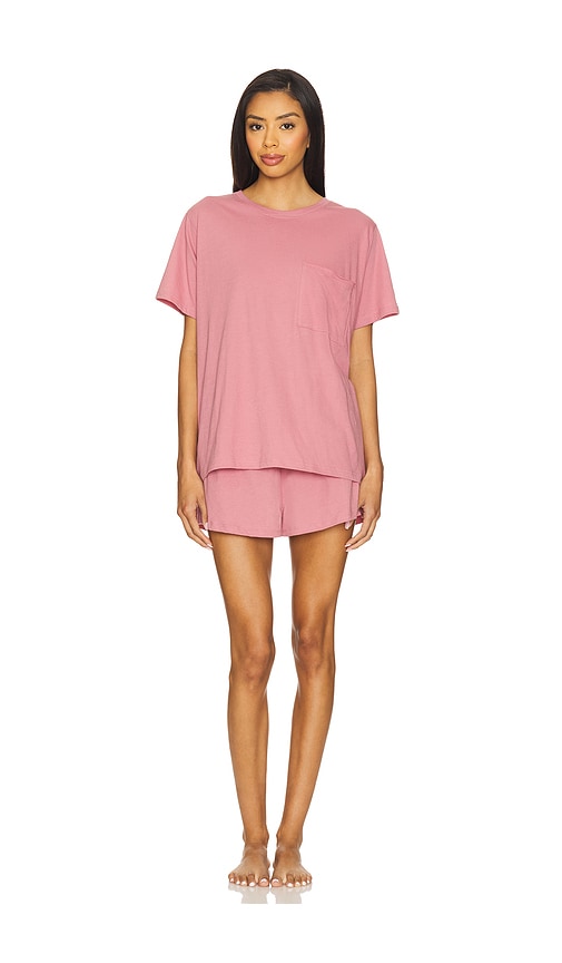 Organic Pima Tee Short Set in Blush. - size XS (also in L, M, S, XL)