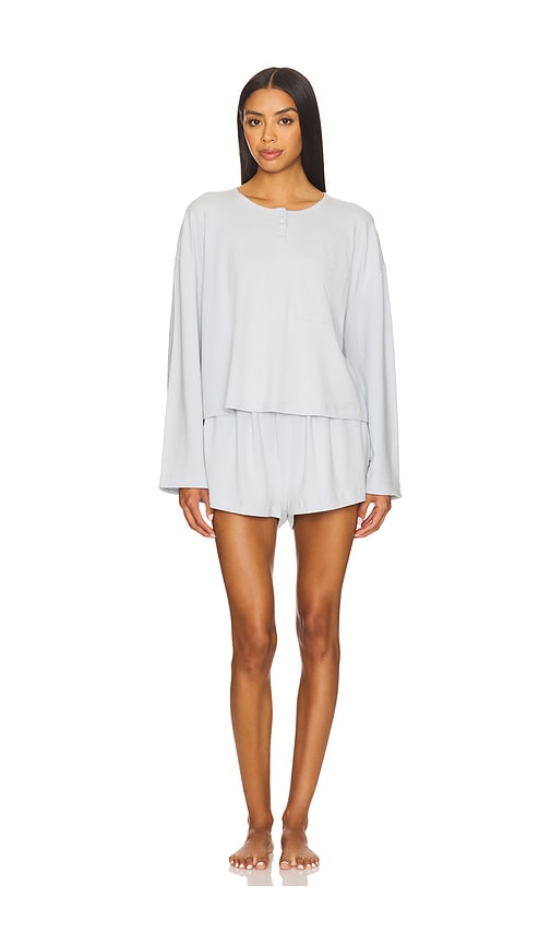 Slumberknit Long Sleeve Henley Set in Baby Blue. - size S (also in XL, XS) - LUNYA - Modalova
