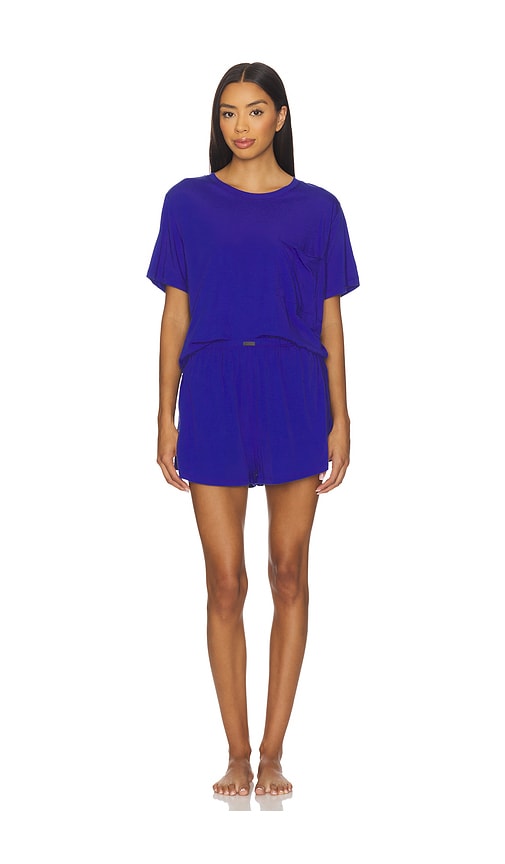 Lunya Organic Pima Tee Short Set In Blue