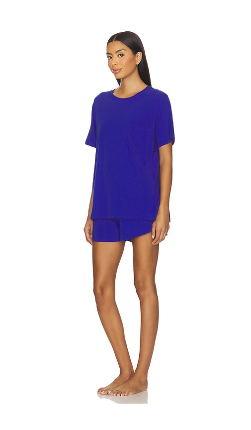Lunya Organic Pima Tee Short Set In Blue