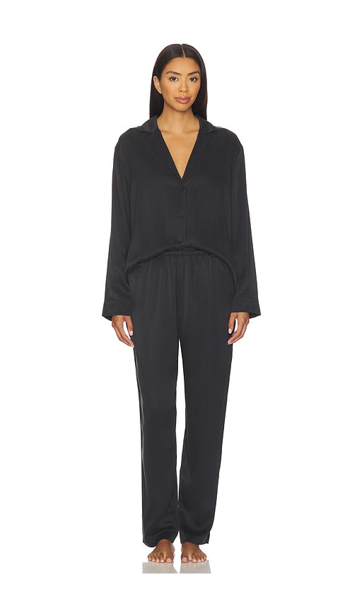 Lunya Washable Silk Long Sleeve Pant Set In Black