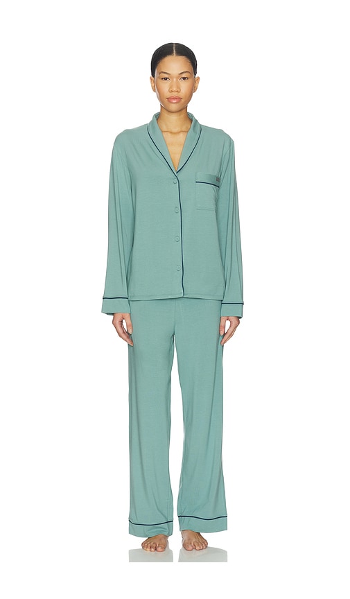 Lunya Slumberknit Button Down Pant Set In Green