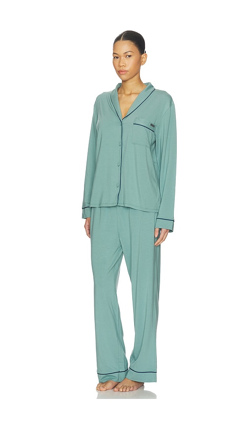 Lunya Slumberknit Button Down Pant Set In Green