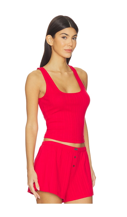 Lunya Pointelle Scoop Neck Tank In Red