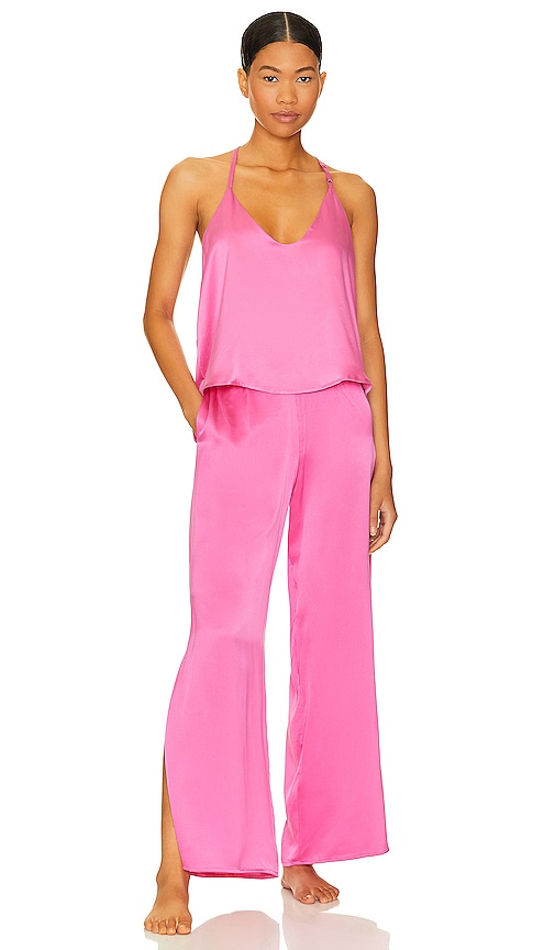 LUNYA Washable Silk Cami Pant Set in Caffeinated Pink