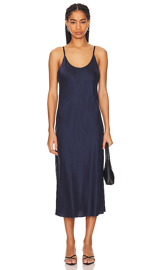 Shop Lunya Washable Silk Bias Slip Dress In Deep Blue