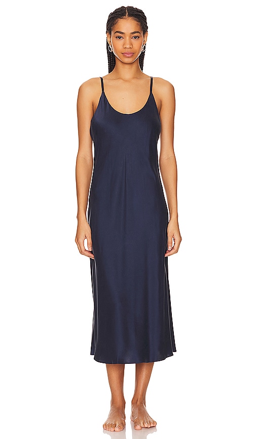 Shop Lunya Washable Silk Bias Slip Dress In Deep Blue