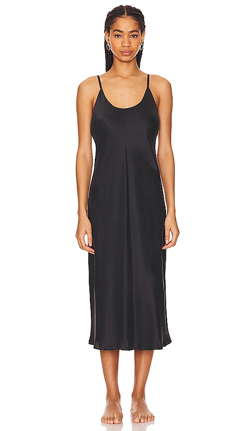 Shop Lunya Washable Silk Bias Slip Dress In Immersed Black