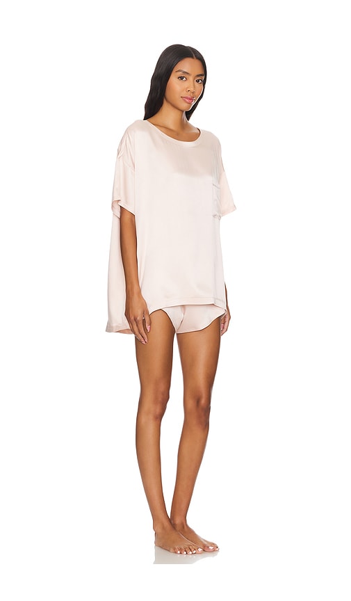 Lunya Washable Silk Tee Short Set In Delicate Pink