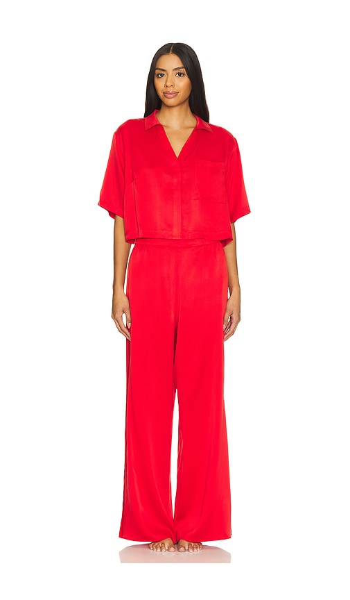 Lunya Washable Silk High Rise Pant Set In Carmine Red