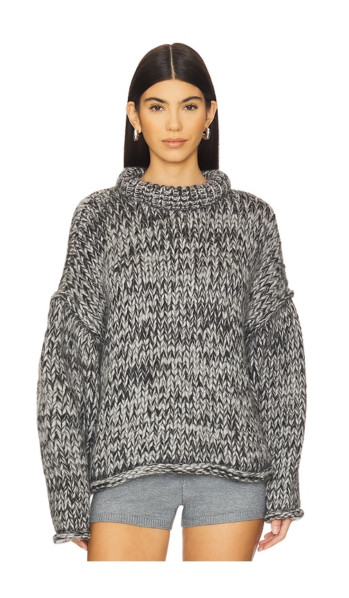 LUNYA Lofty Wool Whip Stitch Pullover in Cinder Coal