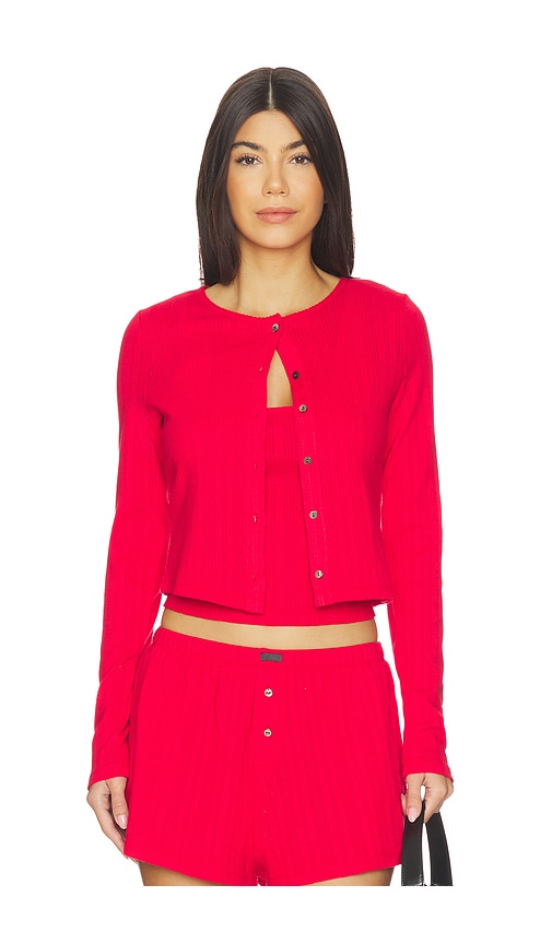 LUNYA Pointelle Crew Neck Cardigan
