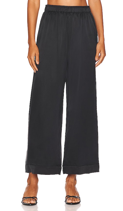 LUNYA Washable Silk Wide Leg Pants in Immersed Black REVOLVE