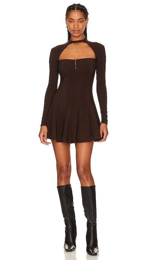 Loba Aitana Mini Dress In Dark Brown