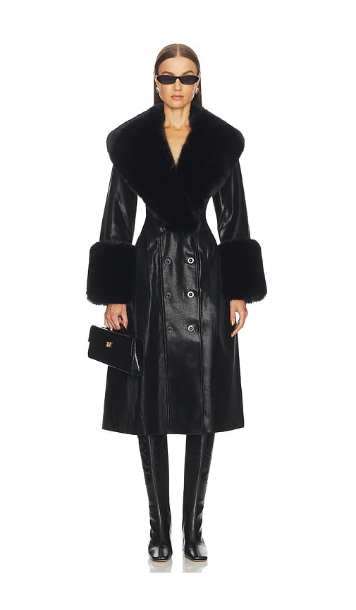 Loba Juliette Faux Leather Coat In Black