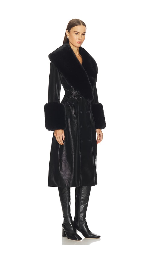Loba Juliette Faux Leather Coat In Black