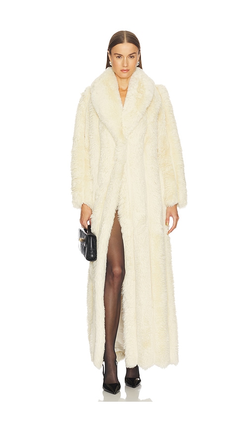Loba Luciana Faux Fur Maxi Coat In Neutral