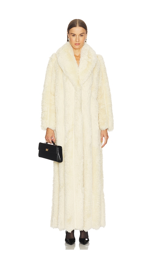 Loba Luciana Faux Fur Maxi Coat In Neutral