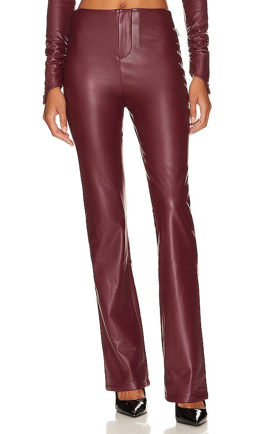 Red Faux Leather Flare Pant, Pants