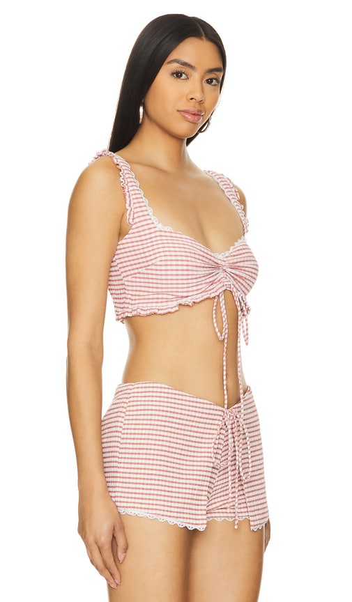 Shop Loba Jimena Top In Bronze Gingham