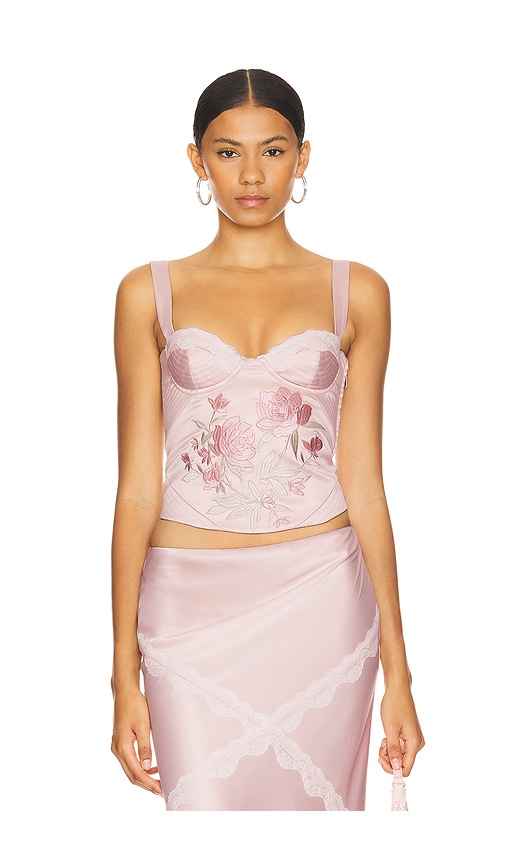 Shop Loba Roselie Embroidered Bustier In Blush