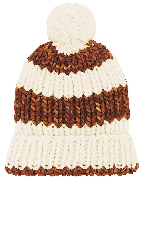 Shop Loeffler Randall Ava Chunky Knit Hat In Brown Stripe