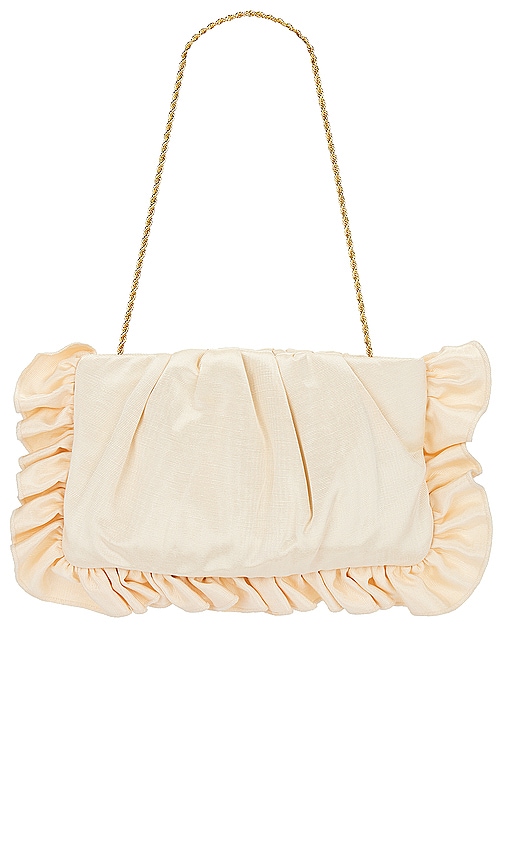 Loeffler Randall Mavis Ruffle Trim Flat Clutch in Vanilla