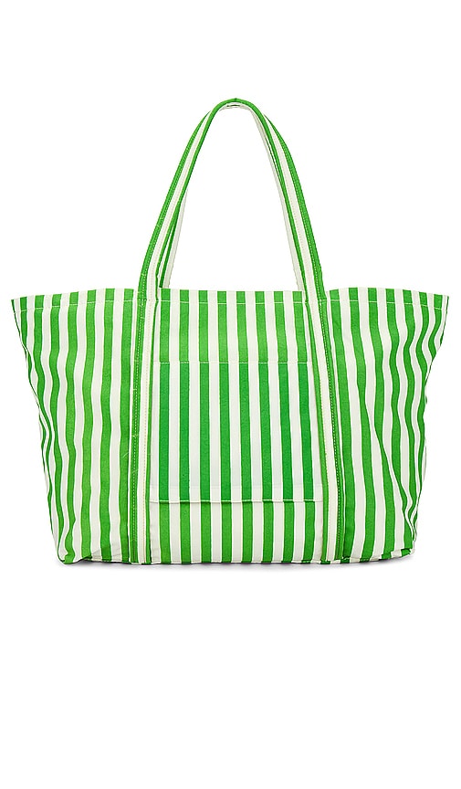 Shop Loeffler Randall Dina Travel Tote In Green & Cream Stripe