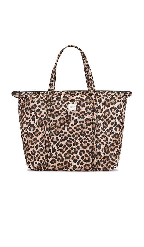 Loeffler Randall Brushed Leopard Printed Nylon Tote Bag in Brown.