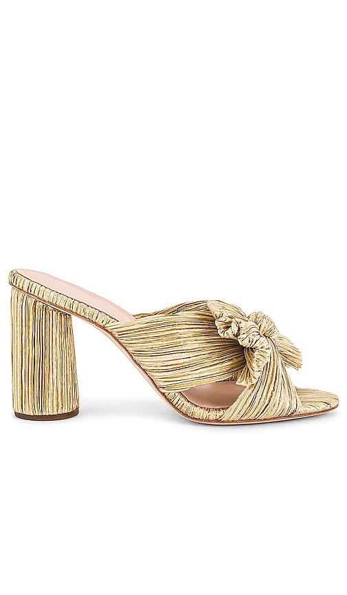 loeffler randall penny pleated metallic slide sandals