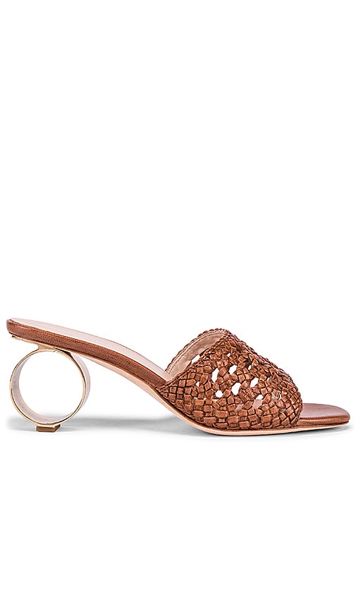 Woven Sandal With Metal Circle Heel