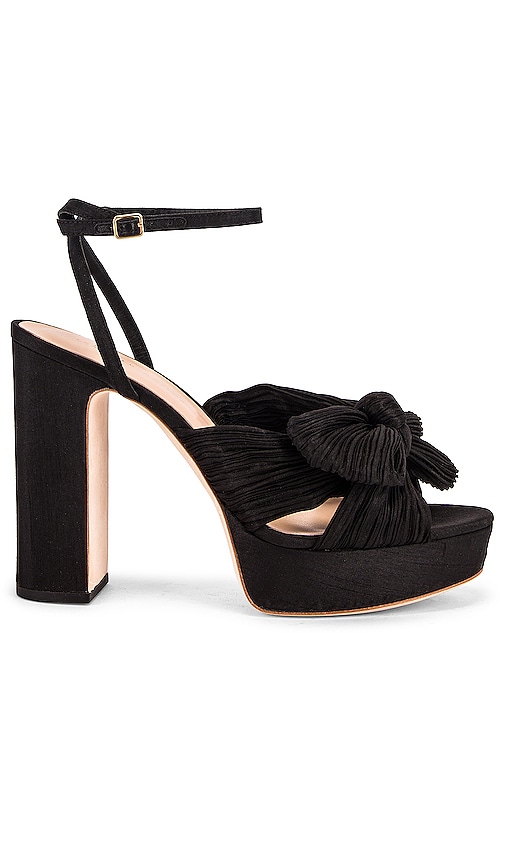 Loeffler Randall Natalia Pleated Knot Platform in Black | REVOLVE