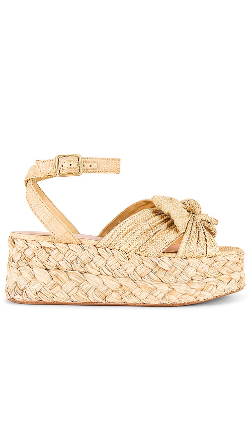 Loeffler Randall Gaby Pleated Bow Bow Braided Espadrilles In Natural